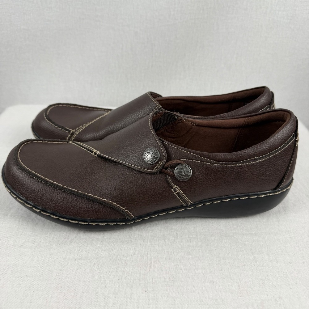 Clarks Brown Leather Slip-On Loafers 11M
